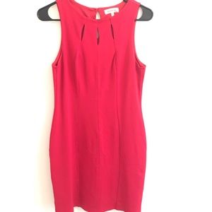 Red high neck sheath dress